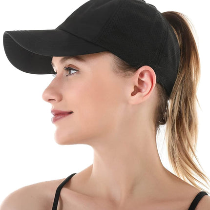 Womens Criss Cross Ponytail Baseball Cap Adjustable Messy Bun Mesh Quick Drying Hat