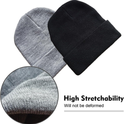 2 Pack Beanies for Men Women,Warm Winter Hat,Unisex Toque Bonnet,Knit Cuffed Beanie