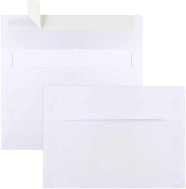 50 Packs 5x7 Envelopes, White A7 Envelopes for Invitations, Printable, Self Seal Weddings, Photos, Postcards, Greeting Cards, Mailing (5.25x7.25in)