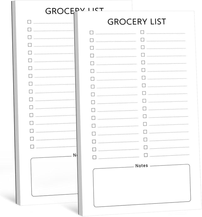 Grocery List Magnet Pad for Fridge, 2 Pack Magnetic Notepads Refrigerator, Full Back Shopping Lists, 60 Sheets Per Note Pads -