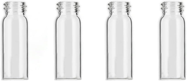 iSnuff Sample Bottle - 5ml Clear Glass with Screw Cap Lid and Scoop - Refillable for Travel, Preservation, Test Container for Spice and Small Items - 4 Pack