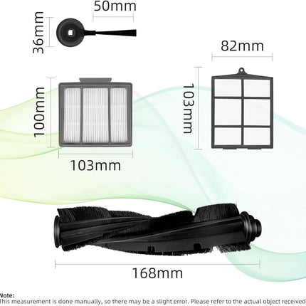 Spare Replacement Parts or Shark ION Robot AV751 AV752 AV753 S87 R85 RV850, RV850WV Vacuum Cleaner Accessory Kit Pack o 4 Side Brushes,1 Main Brush, 3 Pre-Motor ilter, 1 Cleaning Gear