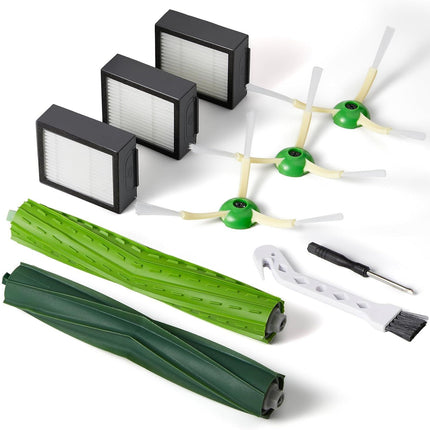 Replacement Parts & Accessories or iRobot E, I & J Series, Combo i5, j5 Series Robot Vacuum, Dual Multi-Surace Rubber Brushes & 3 HEPA ilter & 3 Edge-Sweeping Brushes