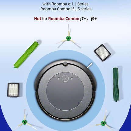 Replacement Parts & Accessories or iRobot E, I & J Series, Combo i5, j5 Series Robot Vacuum, Dual Multi-Surace Rubber Brushes & 3 HEPA ilter & 3 Edge-Sweeping Brushes