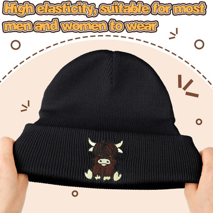Black Highland Cow Beanie Winter Hat or Women Cute Beanie Womens Winter Hat Gits or Women Gits Animal Lovers