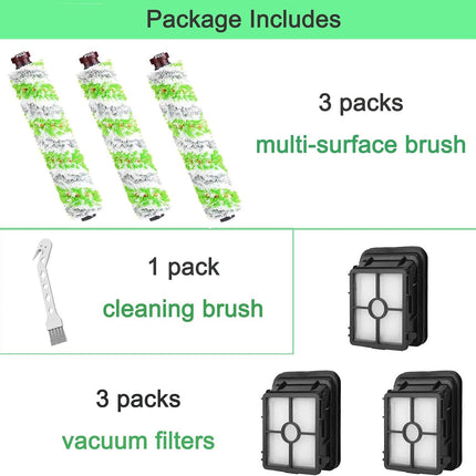 6 Pack Replacement Parts or bissell CrossWave Pet Pro 2306A & CrossWave 1785 Series 3888A Vacuum Cleaner, 3 Pack 2460 Brush Rolls,3 Pack 1866 ilters,Compare to Part 1613568&161-3568,1608684