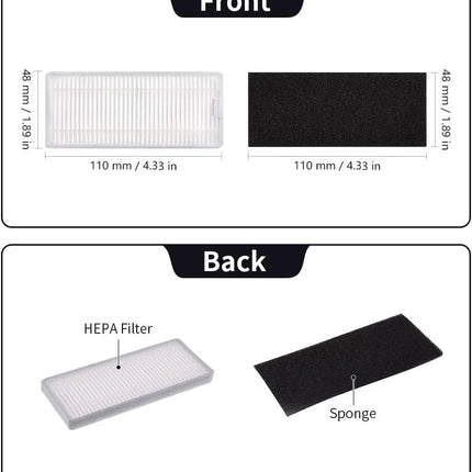 Replacement Parts Compatible with euy RoboVac 11S, 15T, 30, 30C, 15C, 12, 25C, 35C Accessories with 2 Main Rolling Brushes 6 ilter Sets 6 Side Brushes