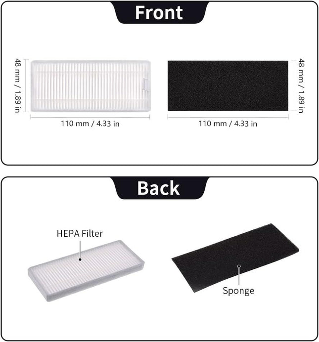Replacement Parts Compatible with euy RoboVac 11S, 15T, 30, 30C, 15C, 12, 25C, 35C Accessories with 2 Main Rolling Brushes 6 ilter Sets 6 Side Brushes