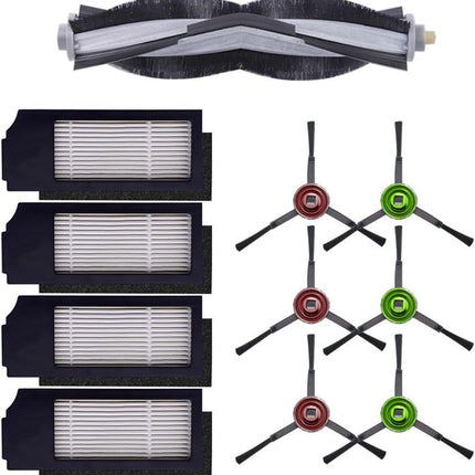 Replacement Parts Compatible with Ecovacs Deebot X1 Plus/Turbo/Omni, T10 Plus/Omni, Robot Vacuum Accessories 1 Roller 4 ilter Sets 6 Side Brushes.