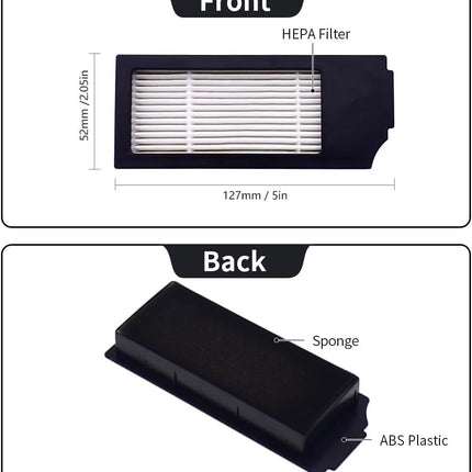 Replacement Parts Compatible with Ecovacs Deebot X1 Plus/Turbo/Omni, T10 Plus/Omni, Robot Vacuum Accessories 1 Roller 4 ilter Sets 6 Side Brushes.