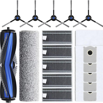 Replacement Parts Compatible with Ecovacs Deebot X8 Pro Omni, Robot Vacuum Accessories with 1 Main Brush 1 Mopping Roller 5 ilter 5 Side Brush 5 Dust Bag