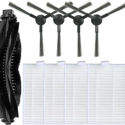 Accessories Kit or iHome AutoVac Eclipse iHRV1 / Eclipse G iHRV2 Robot Vacuum Replacement Parts, 1 Main Roller Brush, 4 Side Brush, 4 Hepa ilter