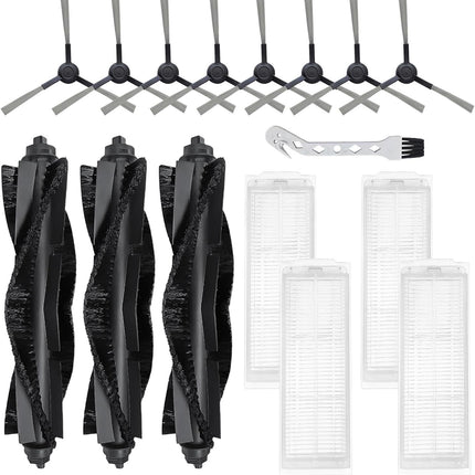 WVCR200S Replacement Parts or WYZE Robot Vacuum Cleaner WVCR200S Spare Accessories, 3 Main Roller Brush, 8 Side Brushes, 4 Hepa ilters, 1 Cleaning Tool