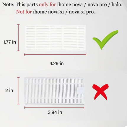 11Pcs iHRV6-BLK Replacement Parts or iHome AutoVac Nova Sel Empty Robot Vacuum Cleaner Spare Accessories, 1 Main Roller Brush,4 Side Brushes, 2 Hepa ilters, 2 Dust Bags, 2 Mop Pads