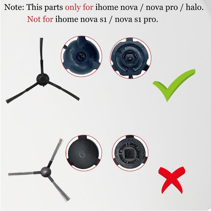 11Pcs iHRV6-BLK Replacement Parts or iHome AutoVac Nova Sel Empty Robot Vacuum Cleaner Spare Accessories, 1 Main Roller Brush,4 Side Brushes, 2 Hepa ilters, 2 Dust Bags, 2 Mop Pads
