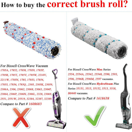 Brush ilter Replacement Parts or Bissell CrossWave HydroSteam 35151 35152 3513 3518 or CrossWave Max 2554 2590 2593 2596 Vacuum, 2 Pack 2788 Pet Brushes 2 Pack 2787 Multi-Surace Brushes 4 P