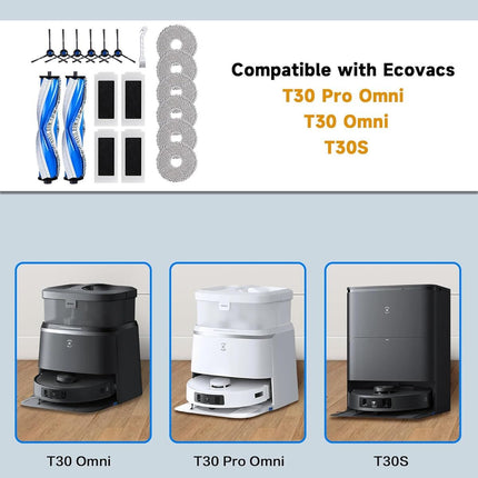 Accessories or ECOVACS DEEBOT T30S/T30S PRO/T30S AI Robot Vacuum, Quality Replacement Parts or Better Cleaning Perormance