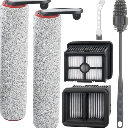 H12 Pro Roller Brush Replacement and HEPA ilter or Dreame H12 Pro, H12 Dual, G10 Pro Cordless Wet Dry Vacuum Cleaner, 2 Brush Rollers, 2 HEPA ilters, 1 Water Tank Brush, 1 Cleaning Brush