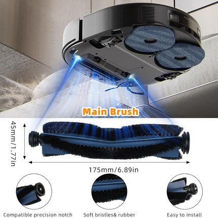 22 Pack Replacement Accessories or euy X10 Pro Omni Robot Vacuum Cleaner, 2 Mainbrush 4 ilter 6 Dust Bag 4 Mop Pads 4 Sidebrush 1 Cleaning Brush 1 Screwdriver