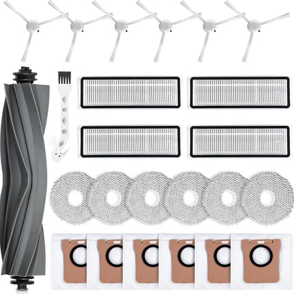 24 Pack Accessories Kit or Dreame L10s Ultra / L10 Ultra Robot Vacuum Replacement Parts Including 1 Main Brush 4 HEPA ilters 6 Sidebrushes 6 Mop Pads 6 Dust Bags 1 Cleaning Brush