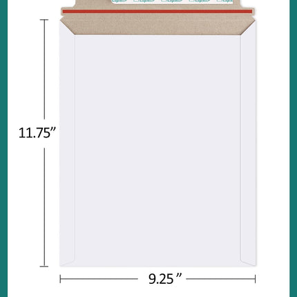 Eupako 9x11.5" 25 Pack Photo Document Mailer White Stay Flat Self-Seal Cardboard Envelopes for CDs, Pictures, Documents, 9.25 x 11.75 Inches