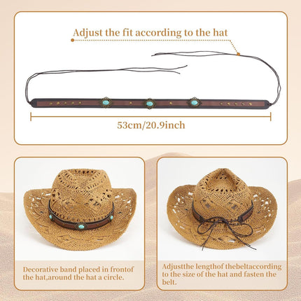 Cowboy Hat Bands for Women Men Hat Bands Western Hat Belts Rural Classical Mexican Turquoise Hatbands
