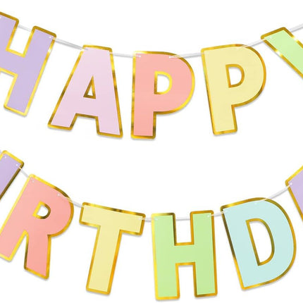 Happy Birthday Banner - 9ft Pre-Strung Happy Birthday Sign for Women, Men, Girls, Boys - No DIY Birthday Decorations & Party Supplies(Macaron)