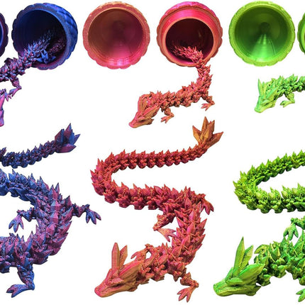 3 PCS MINI 3D Printed Dragon in Egg,Full Articulated Crystal Dragon,Flexible Joints Home Decor Executive Desk Toys, Creative Gifts