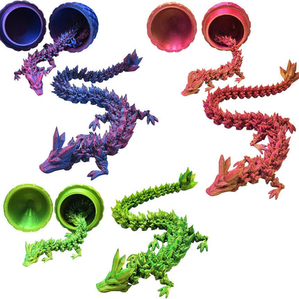 3 PCS MINI 3D Printed Dragon in Egg,Full Articulated Crystal Dragon,Flexible Joints Home Decor Executive Desk Toys, Creative Gifts