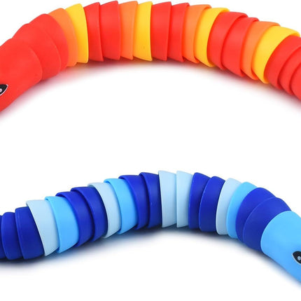 2 PCS Fidget Snakes Toys for Adults,3D Articulated Caterpillar Sensory Stress Relief Flexible Hand Toy, Ideal Party Favor Colorful Office Desk Toys (Blue+Red)