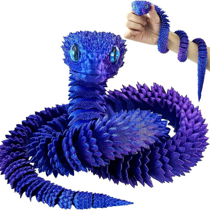 30 Inch 3D Printed Animals Snake, Surprise Mystery Fidget Anaconda Toy, Fake Python Statue with Realistic Eyes，3-D Print Articulated Viper Cobra Collectible for Home Office (LSZ)