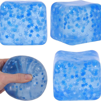Snowflake Ice Cube Squishy Toy, Big Size 7cm Stress Relief Fidget Toys for Adults, Sensory Squishy Toys for Anxiety Relief and Focus, Soft Slow Rise Squeeze Toy for Stress (Blue)