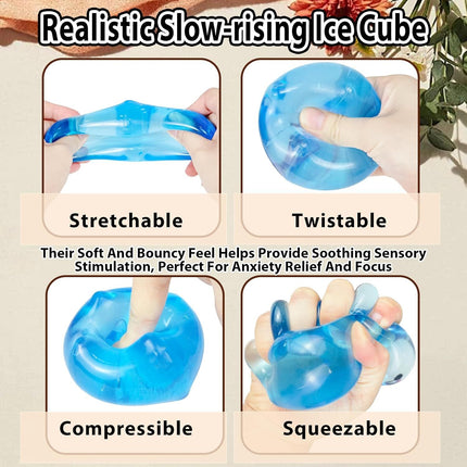 Ice Cube Squishy Stress Ball,1.98"*1.98" Medium Squishy Cube Fidget Toy, Ice Cube Pieces Silent Nice Square Shape Anxiety Sensory Squishy Fidget Toy Slow Rise, Classroom Prizes, Calming(Blue)