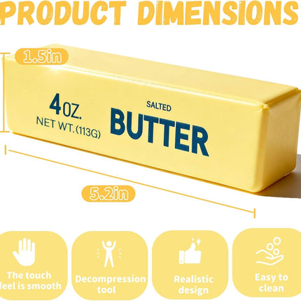 3Pcs Slow Rebound Cute Butter Squeeze Stress Balls, 2026 New Realistic Soft Butter Stick Fidget Toy,Slow Rising Portable Squishy for Adults Anxiety & Stress Relief, Sensory Gifts for Office, Home