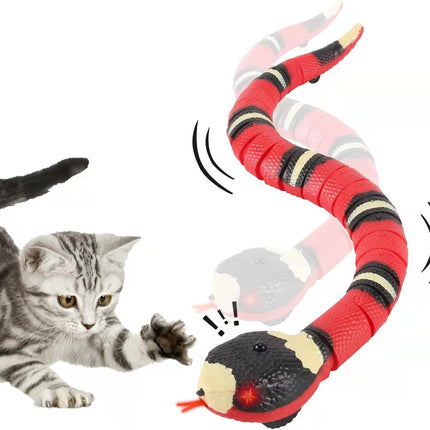 Cat Toys Snake Interactive,Kitten Toys,Realistic Smart Sensing Snake Toy,USB Rechargeable,Automatically Sense Obstacles and Escape,Electric Tricky Snake Cat Toys for Indoor Cats Dogs(Pink snake)