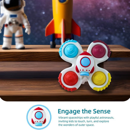 Strong Suction Cup Fidget Rotating Sensory Bath Toys for Baby Christmas Stocking Stuffers, Airplane Car Travel Table & Window Toys for Toddler Boys and Girls, 10+ Months