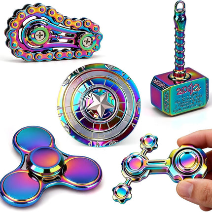 5 PCS Fidget Toy Set Adults & Teen, Sensory Handheld Gadgets Spinners, Cool Desk Toys for Office, Home, Travel, Perfect Classroom Prizes, Goodie Bag Fillers, Party Supplies