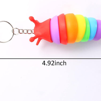 6 PCS Mini Fidget Slug Key-chain Toys,3D Articulated Stretch Caterpillar Sensory Stress Relief Flexible Hand Toy, Ideal Party Favor Colorful Office Desk Pet Toys(Random Color)