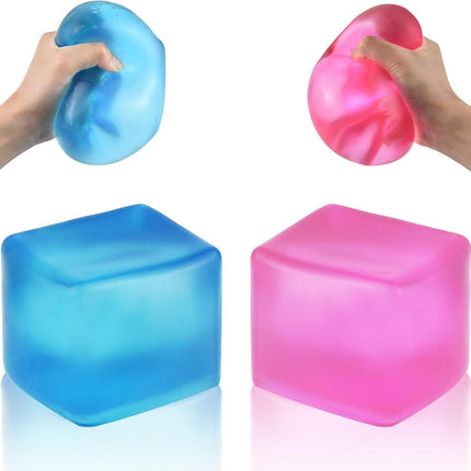 Giant Stress Cube - 3.15" Cube-Sensory Fidget Squeeze Toy with Super Solid Squish-Slow Rising Ice Cube Stress Balls-Stress Relief Hand Toy (Blue)