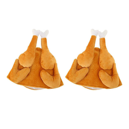 2PCS Roasted Turkey Hat Exquisite Thanksgiving Plush Turkey Hat for Halloween Costume Dress Up Party