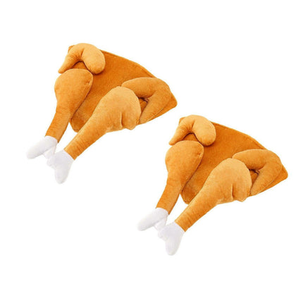 2PCS Roasted Turkey Hat Exquisite Thanksgiving Plush Turkey Hat for Halloween Costume Dress Up Party