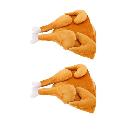 2PCS Roasted Turkey Hat Exquisite Thanksgiving Plush Turkey Hat for Halloween Costume Dress Up Party