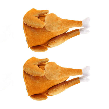 2PCS Roasted Turkey Hat Exquisite Thanksgiving Plush Turkey Hat for Halloween Costume Dress Up Party