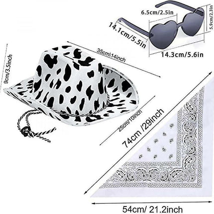 Cowboy Hats Western Cowgirl Hat Bandanna Glasses Unisex Cowboy Hat Halloween Costume Cosplay Dress