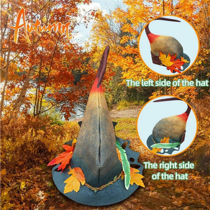 Halloween Witch Hat Halloween Party Magics Hat Felts Hat Maple Leaf Hat