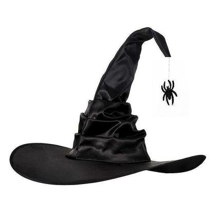 Hallowmas Halloween Pleated Witch Hat Party Witch Hat Black Witch Hat(1pcs, Black)
