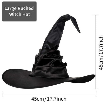 Hallowmas Halloween Pleated Witch Hat Party Witch Hat Black Witch Hat(1pcs, Black)
