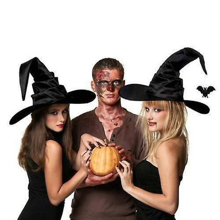 Hallowmas Halloween Pleated Witch Hat Party Witch Hat Black Witch Hat(1pcs, Black)