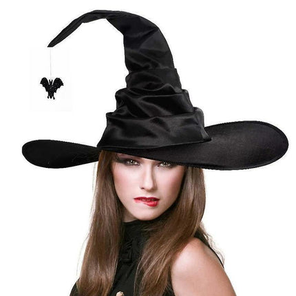 Hallowmas Halloween Pleated Witch Hat Party Witch Hat Black Witch Hat(1pcs, Black)