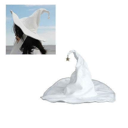 Lace-up Strap Witch Hat Women Adult Halloween White Wizard Hat Party Headgear